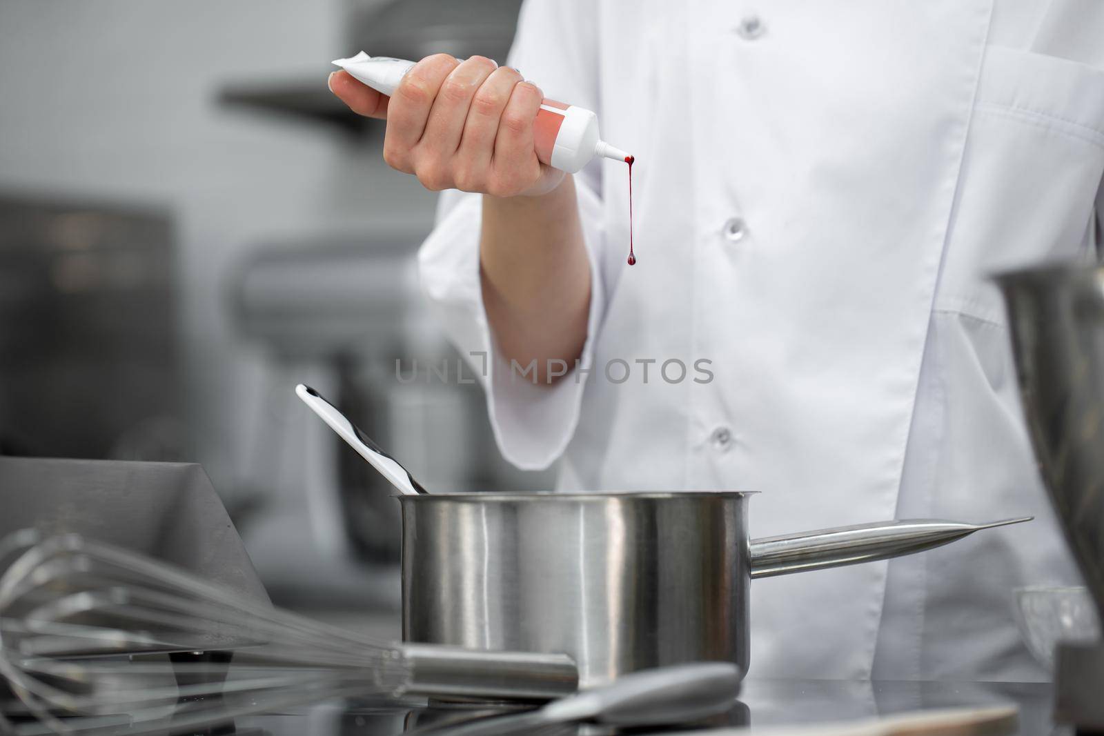 Pastry chef adds red dye to the filling for the cake.