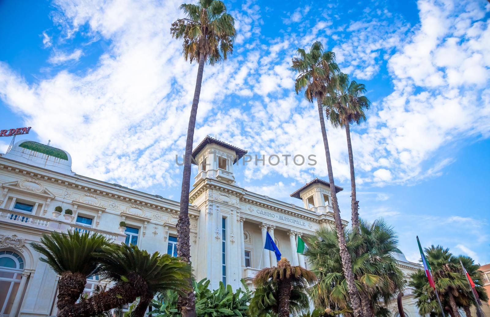 SANREMO, ITALY - CIRCA AUGUST 2020: view of the Sanremo Casino, one of the main landmarks of the city and Liguria Region