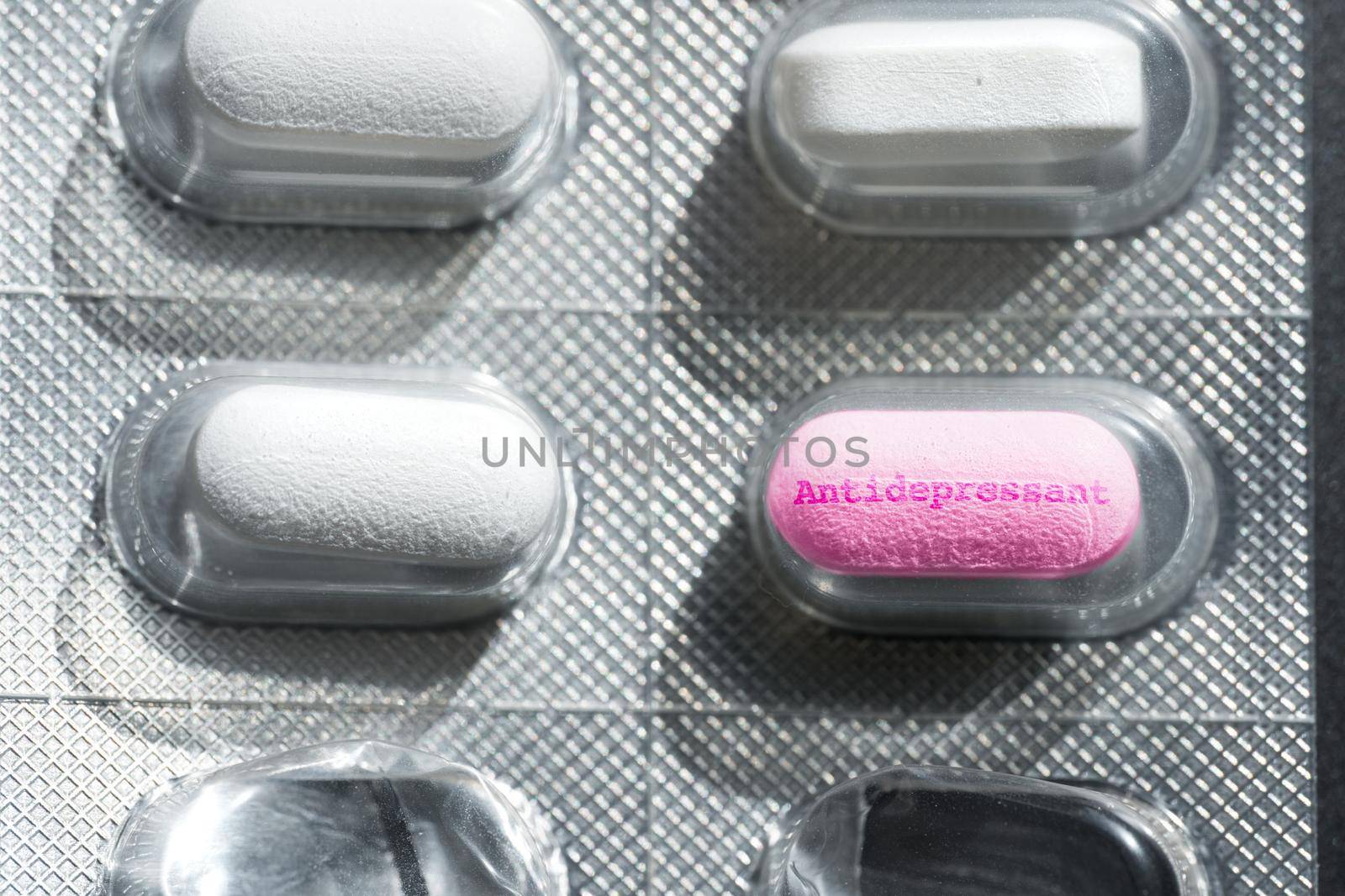 Closeup of painkillers, pills or tablets in blister pack. Headache pills by DariaKulkova