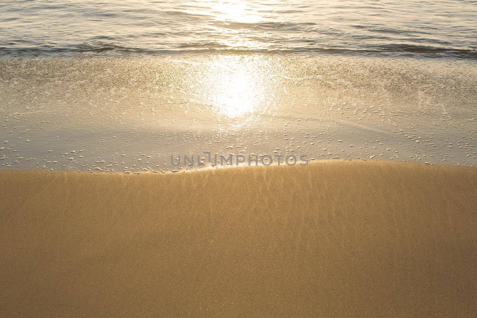 Sandy beach of the Indian Ocean at sunset by StudioPeace