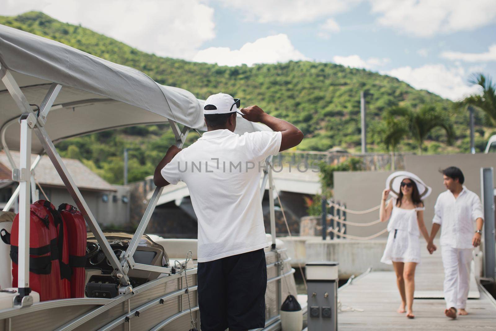 The young couple heads to the boat