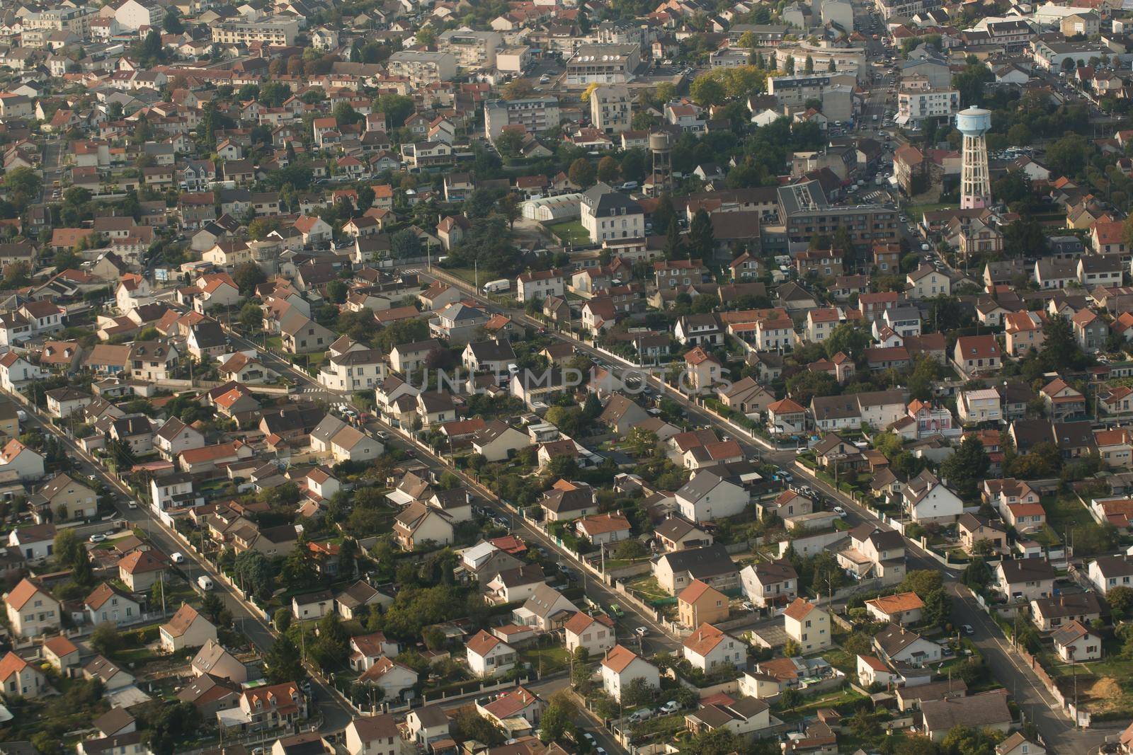 View of the city from the plane window.