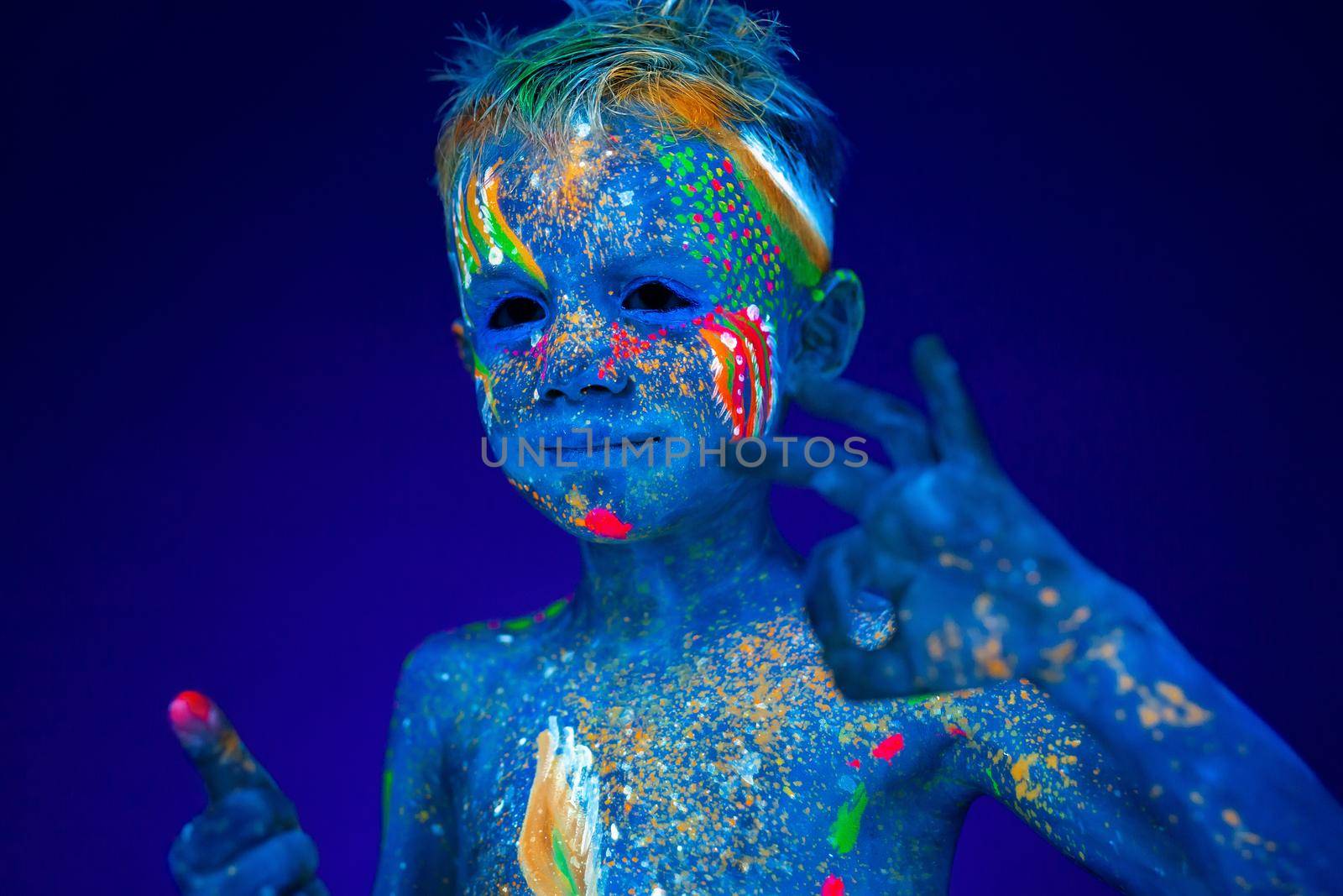 Portrait of a neon baby boy, shows class and super in UV light. by StudioPeace