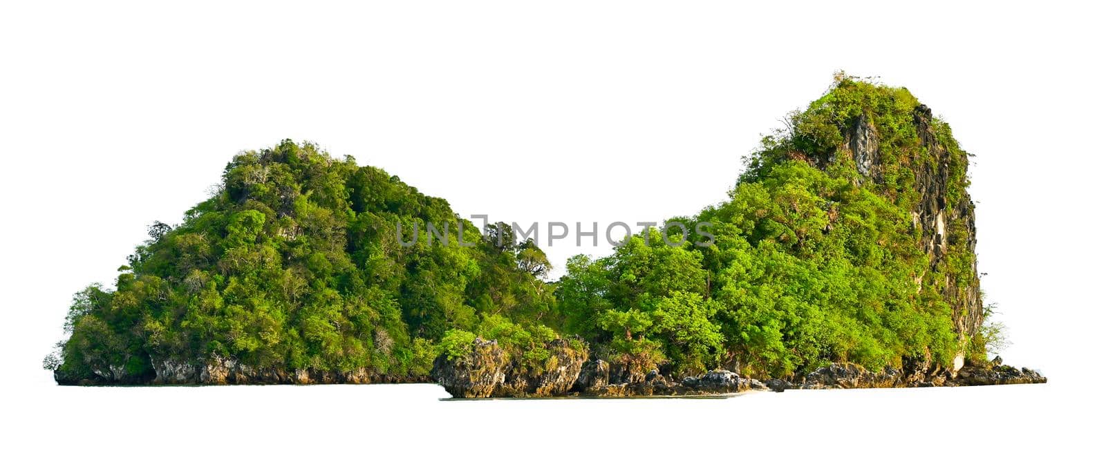 Isolate the island in the middle of the green sea white background separated from the background by sarayut_thaneerat