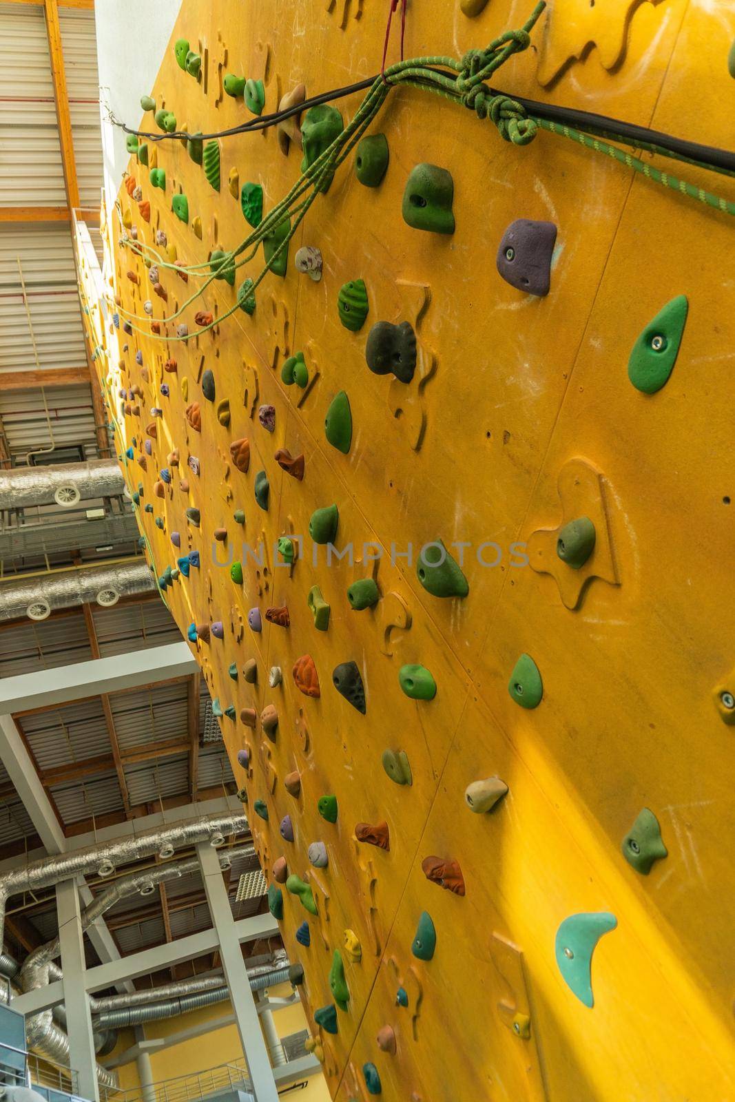 Climbing rock sport wall background, from holds equipment in climb climber competition, leisure flat. Recreation grey illustration, blue