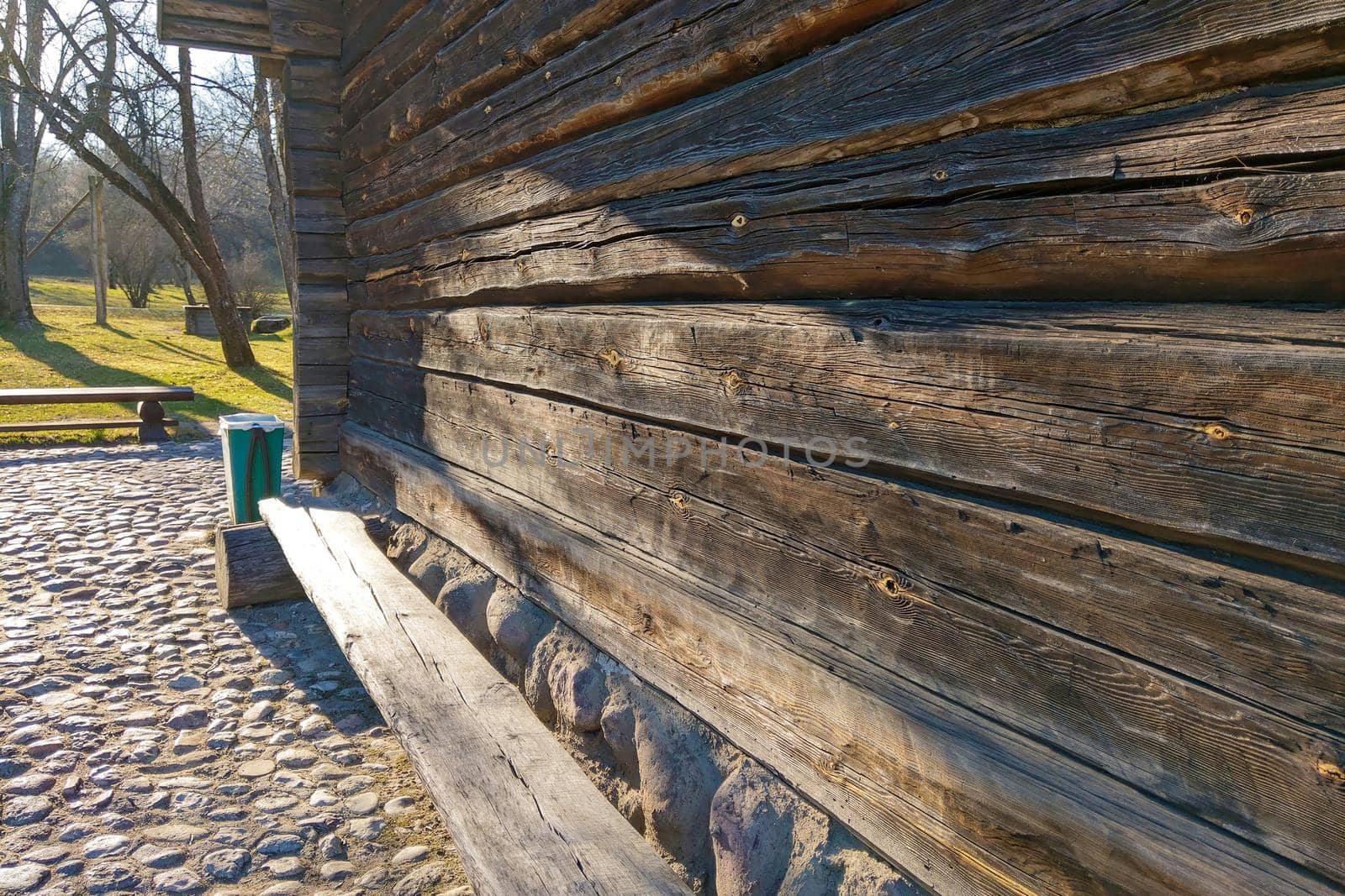 Wooden wall of an old house in the countryside