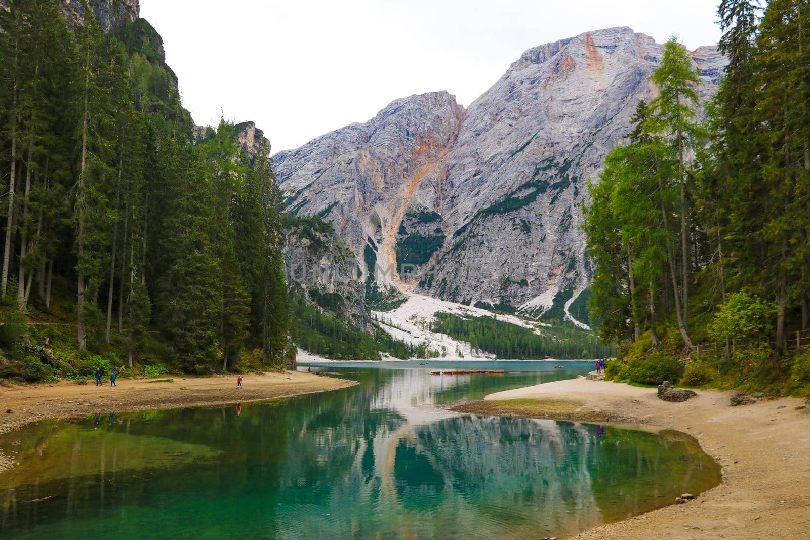 View of Lago di Braies. Dolomites mountains, Italy, Europe