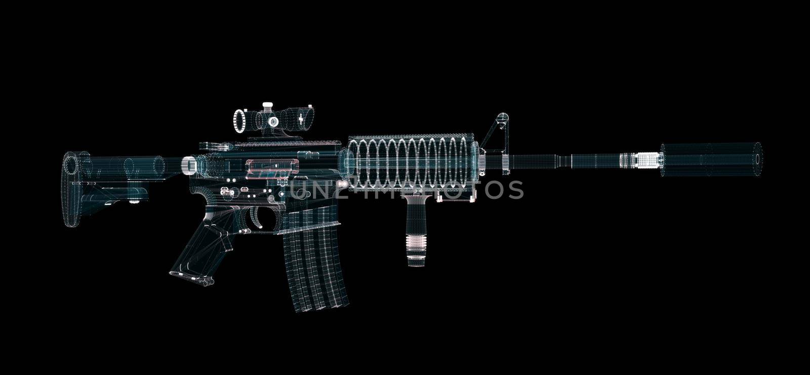 Submachine Gun Hologram. Weapon and Technology Concept by cherezoff