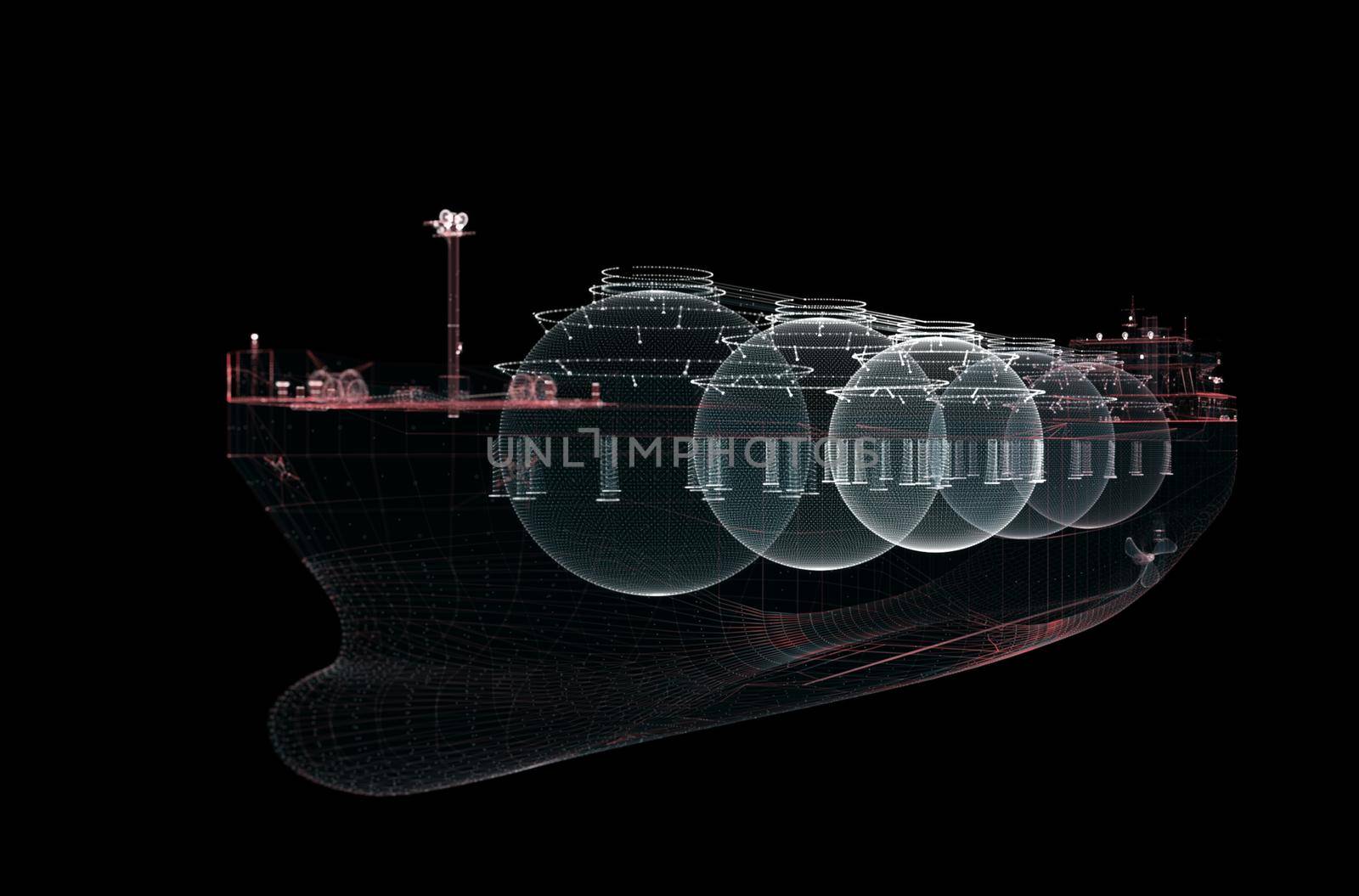 Hologram LNG tanker. Transport, Energy and Technology Concept by cherezoff
