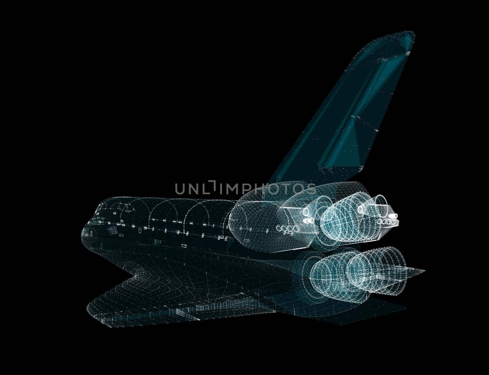 Abstract space shuttle of particles by cherezoff