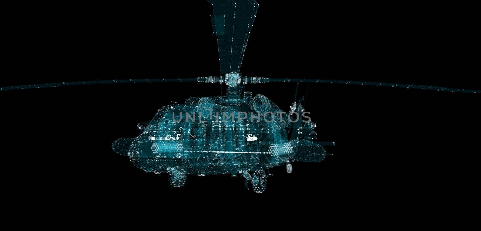 Helicopter Hologram. Military and Technology Concept by cherezoff