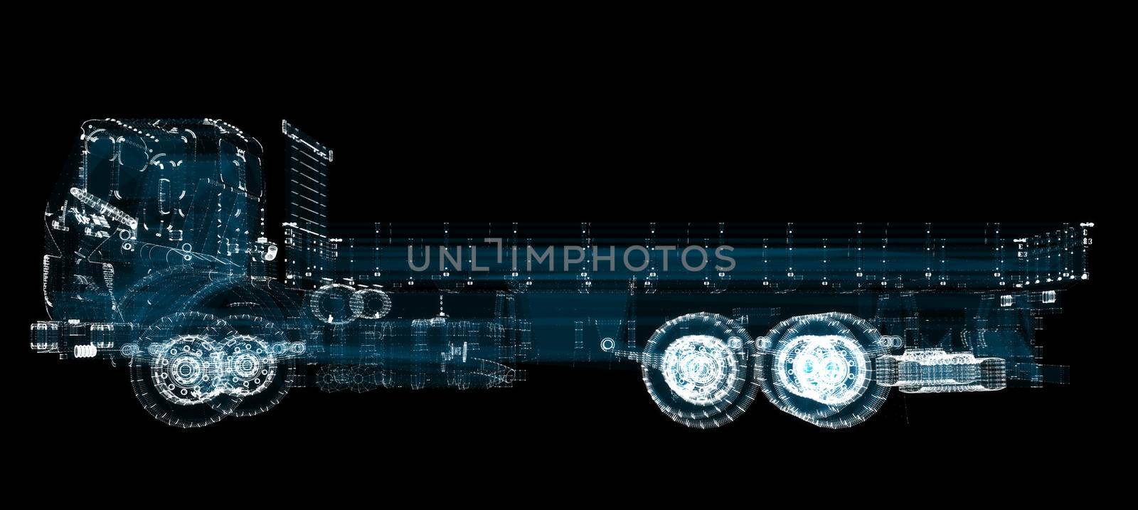 Truck Hologram. Transportation and Technology Concept by cherezoff