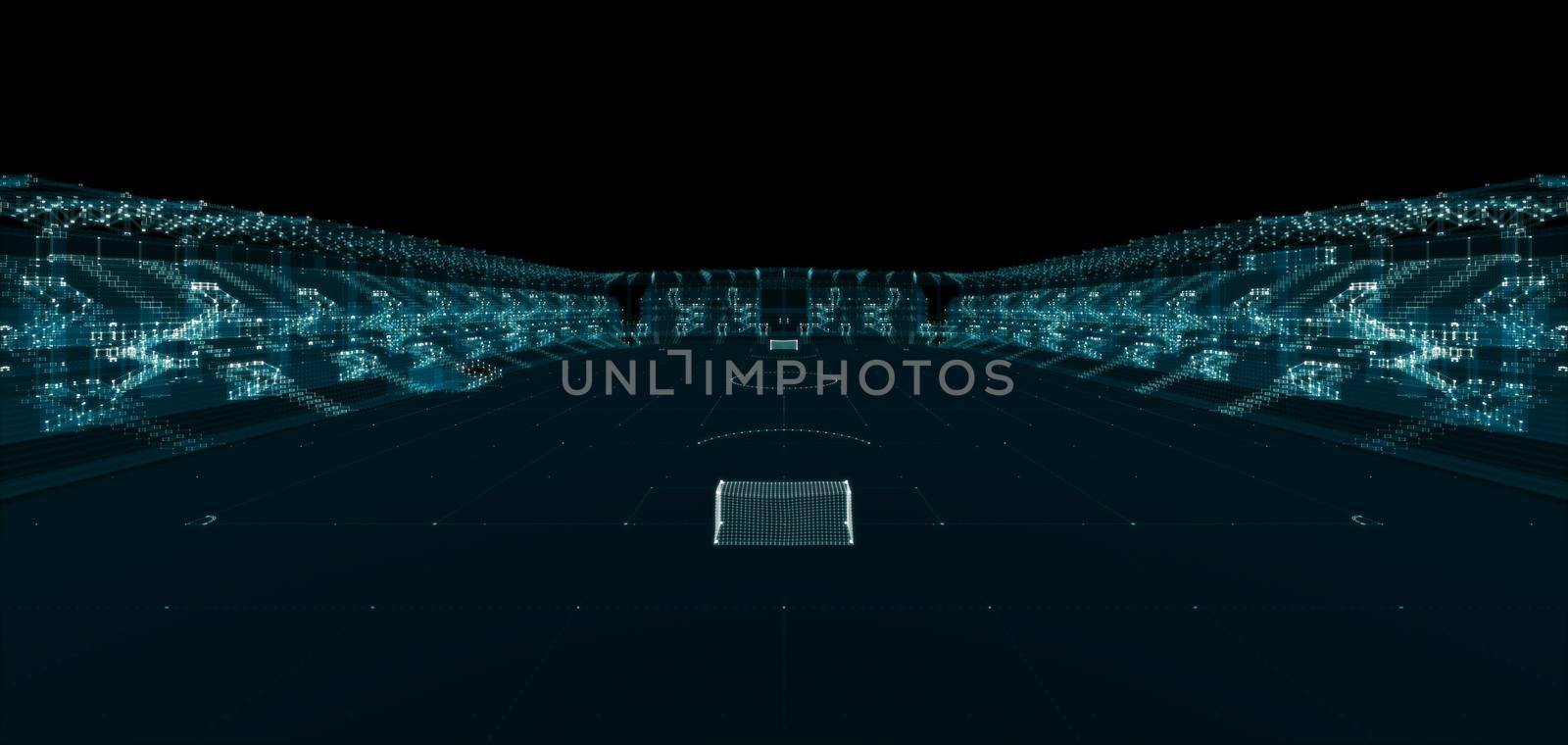 Universal Stadium Hologram. Sport and Technology Concept. Interface element. 3d illustration