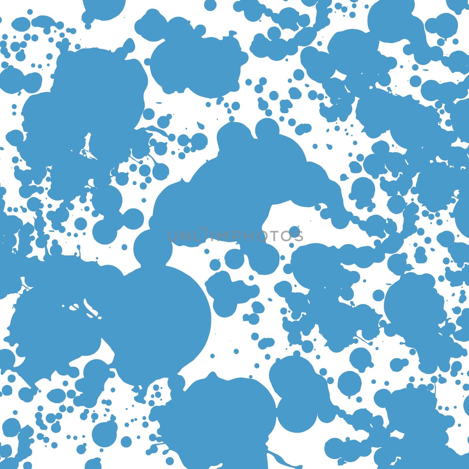 Abstract background large blue spots of different shapes on a white background