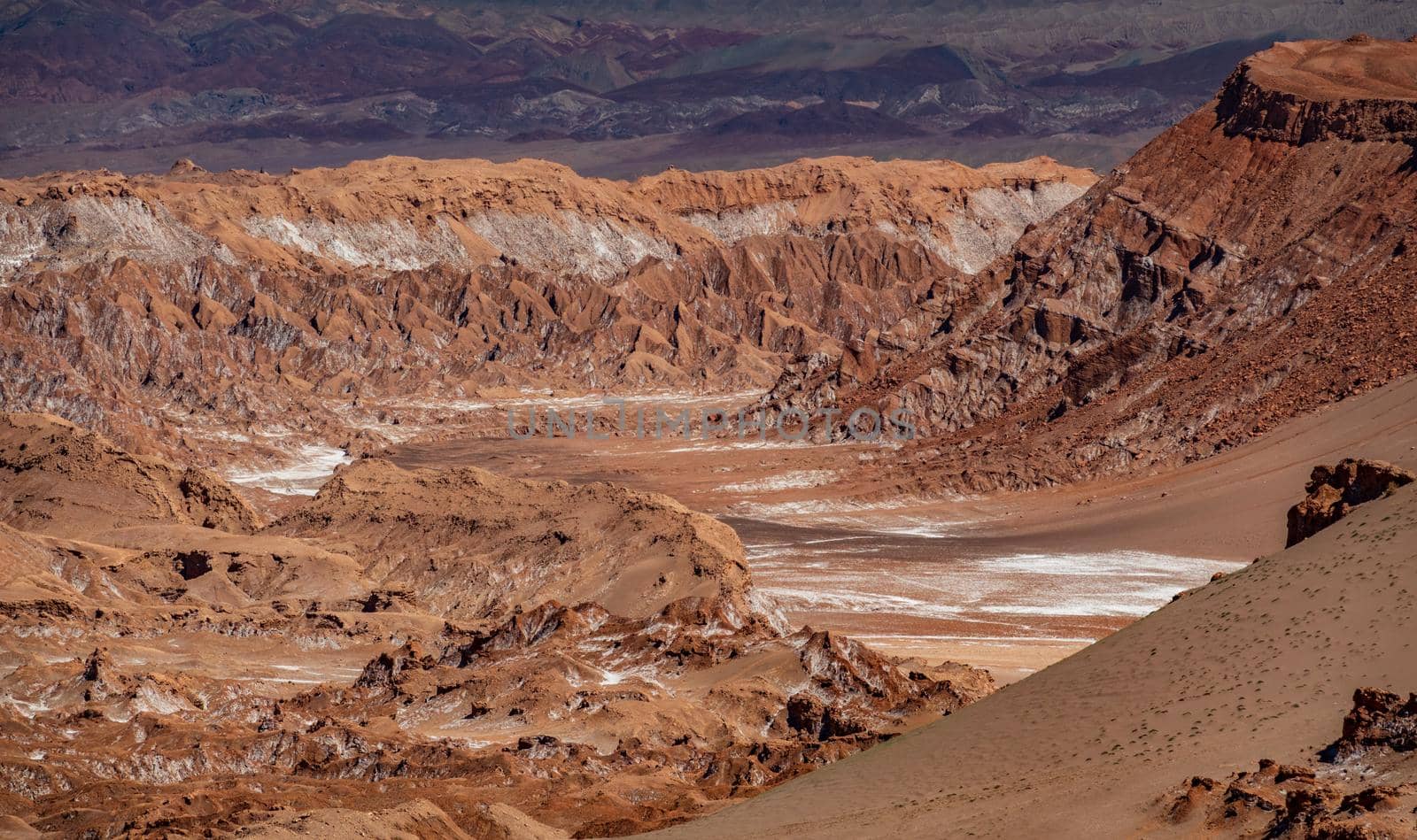 The absolutely dry terrain of moon valley in Atacama
