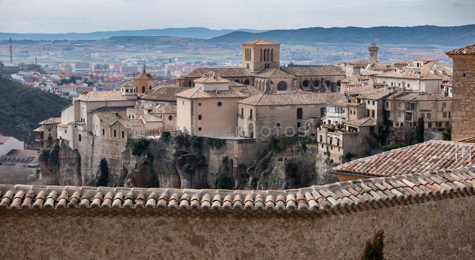 Close up vintage view of Cuenca old town