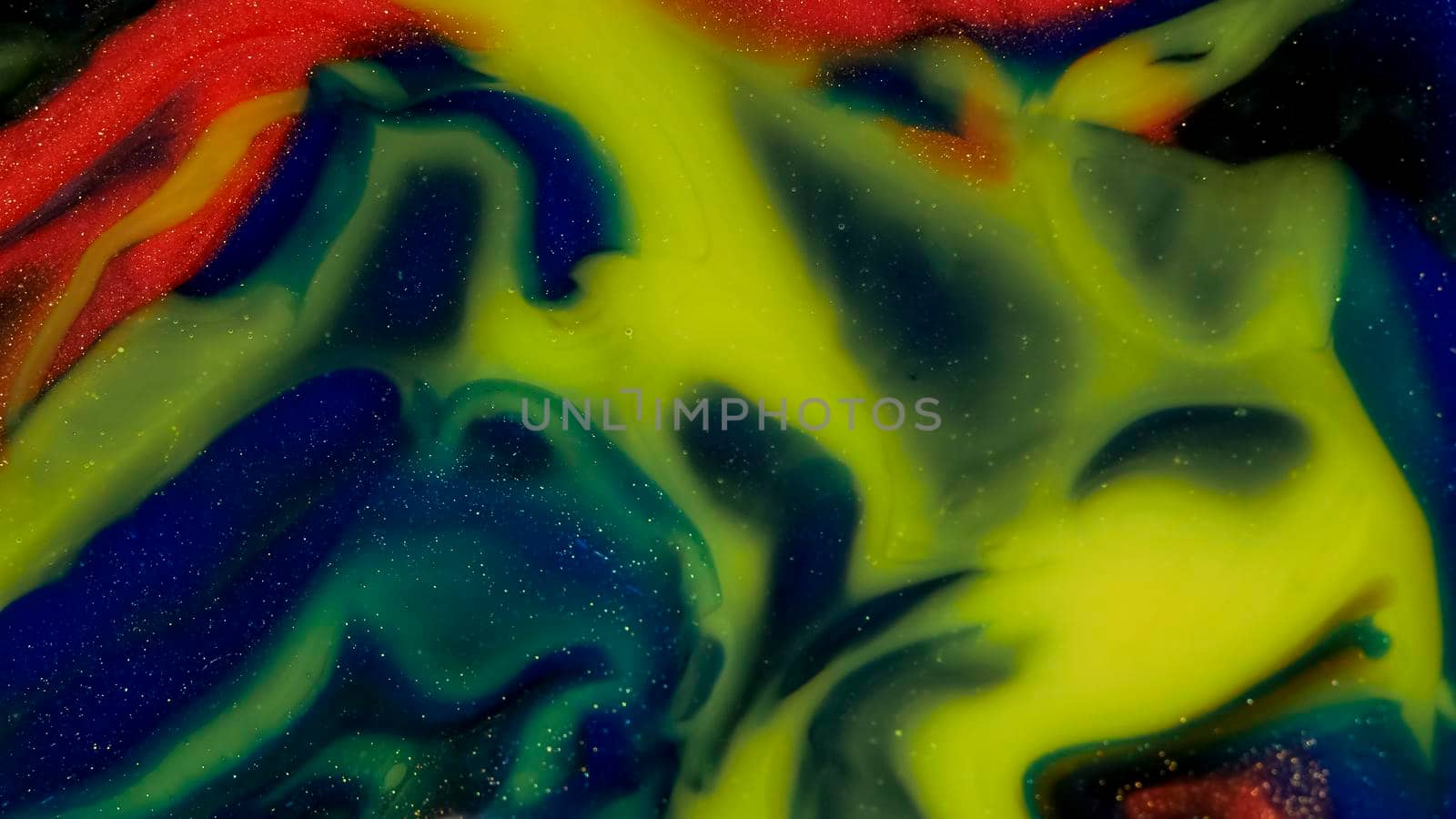Fluid paint art, marble abstractions in blue, purple, black and yellow. Deep ink blanks. Abstract unique colorful background. Artistic painting of natural spreading. Abstract textural art. Liquid forms of design. Ink transitions. Colorful cell background, splash screen, background.