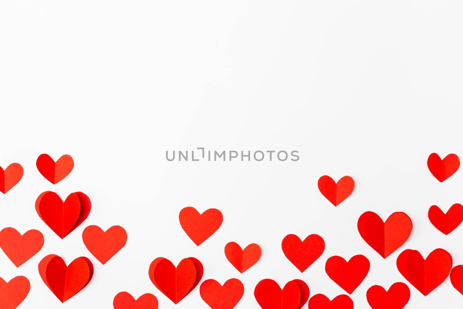 Valentine's Day background. Gifts, hearts on white. Concept of love and affection. Holiday card. by Marina-A