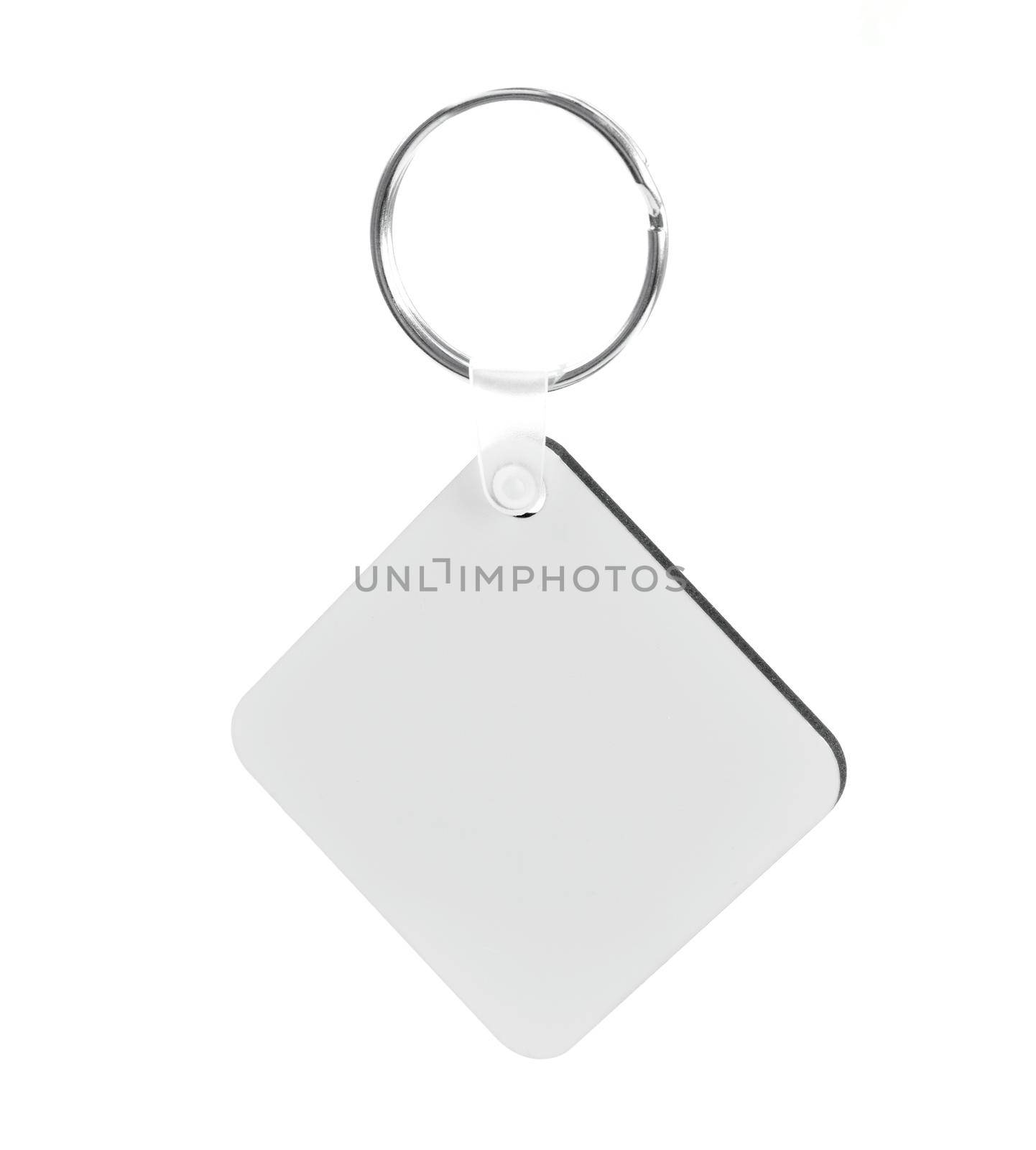 White empty square key holder with metal ring