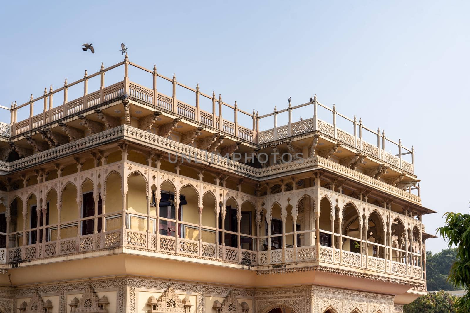 Jaipur, India - December 11, 2019: Mubarak Mahal Palace at the City Palace.