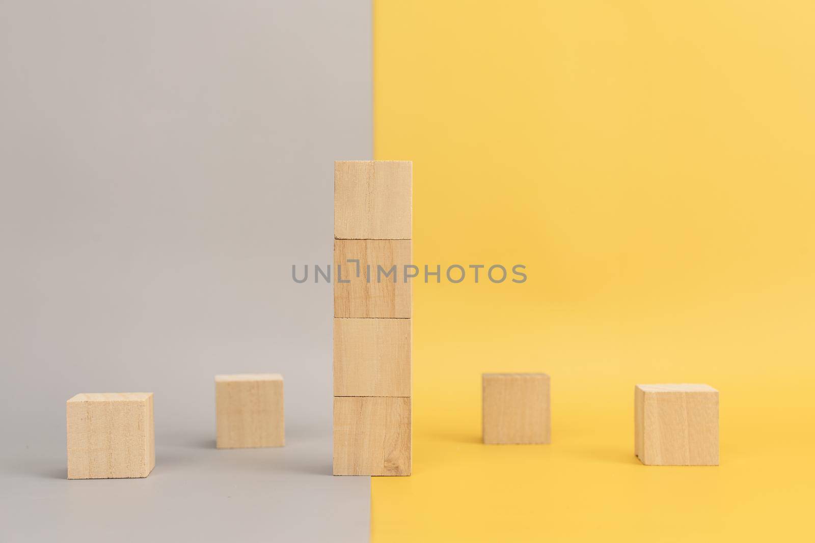 Empty wooden block stack and copy space for text