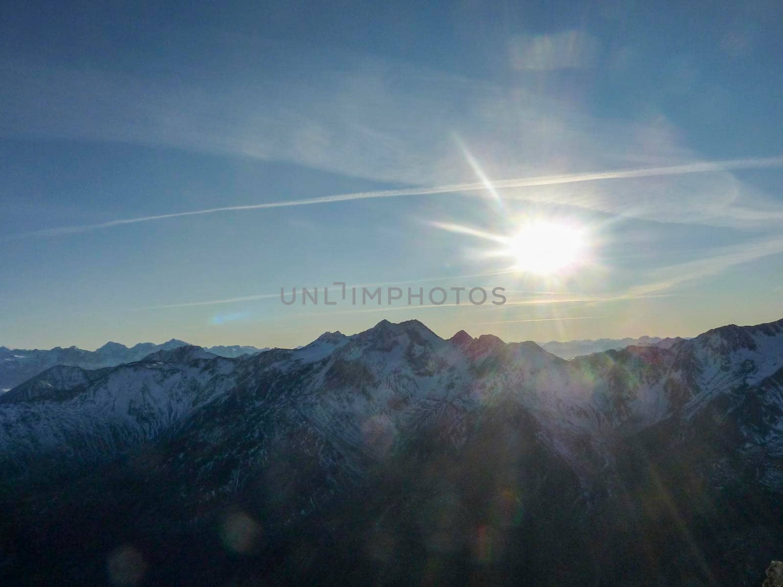 Val Senales panorama of the mountain and the snowy valley with glacier. High quality photo