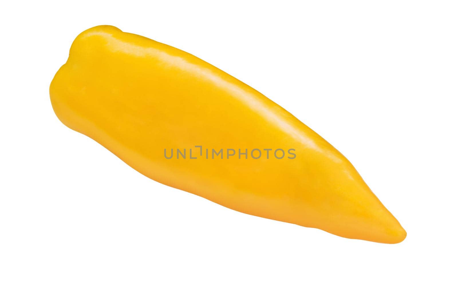 Yellow pepper. Pepper isolated on white background. Macro, studio, front view