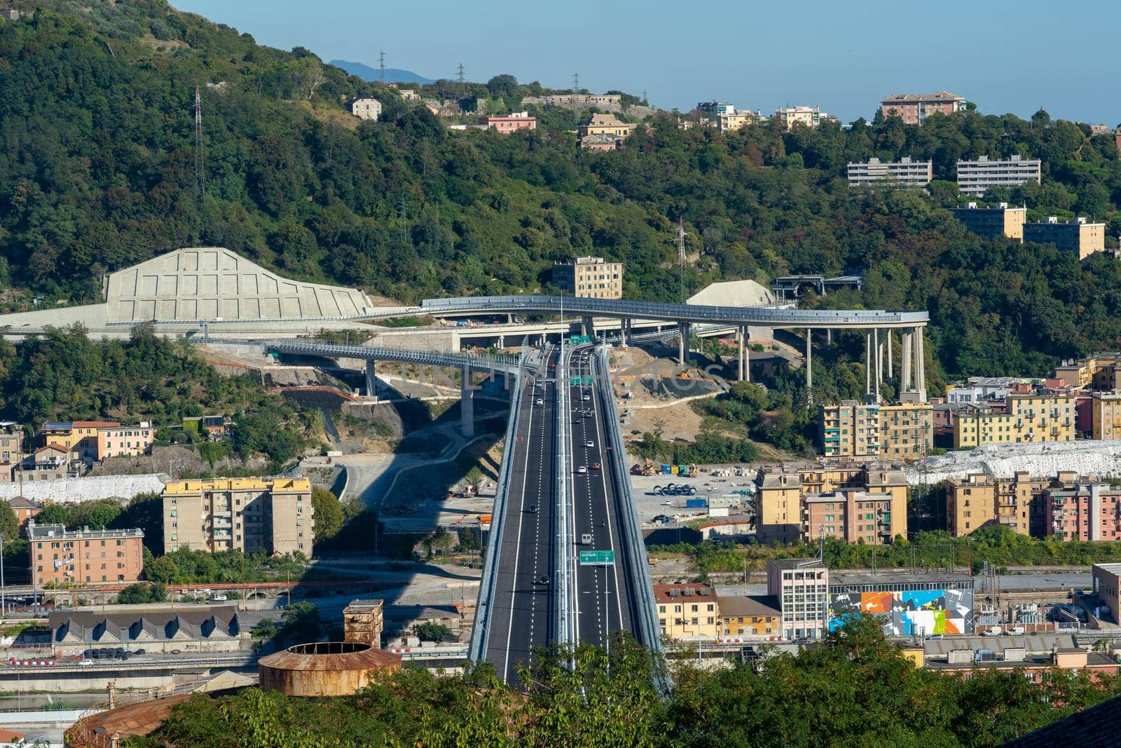 Top View of the new San Giorgio bridge in Genoa, Italy.