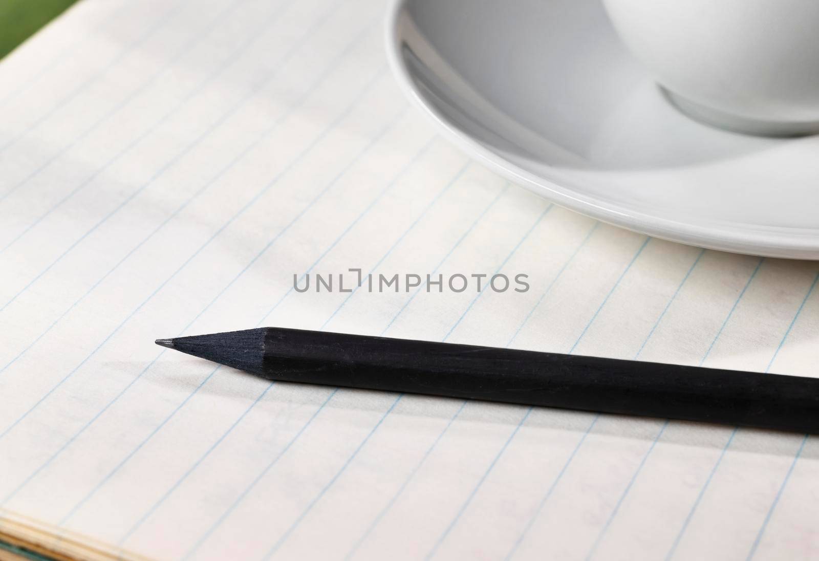 Notebook , pencil and cup of coffee by victimewalker
