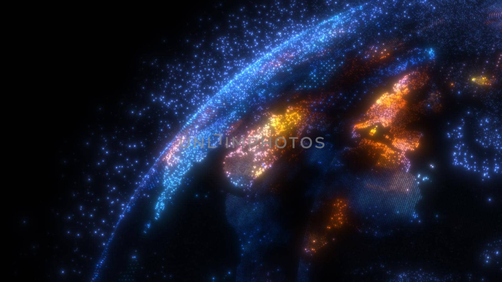 Glowing sphere with a map of the world from particles by cherezoff