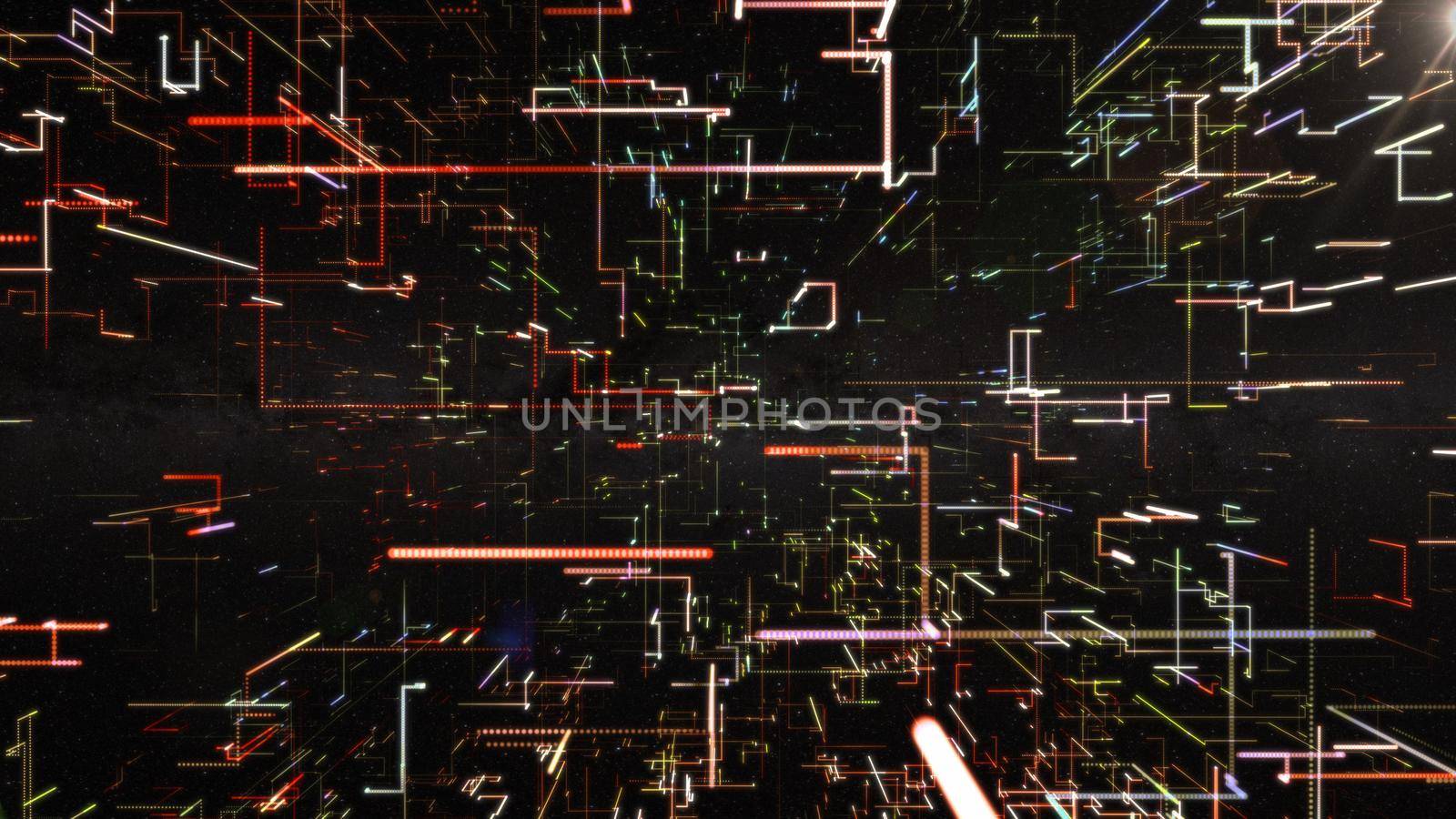 Abstract glowing structure of lines. Modern technology 3d illustration