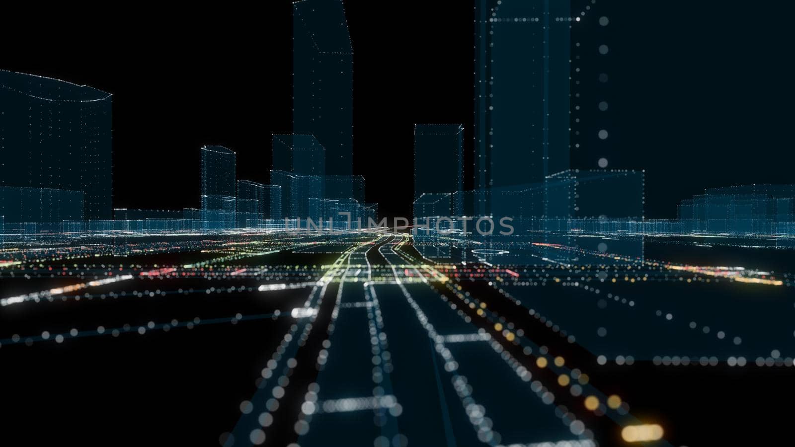 Futuristic Smart Digital City. Smart City And Technology Business Concept by cherezoff