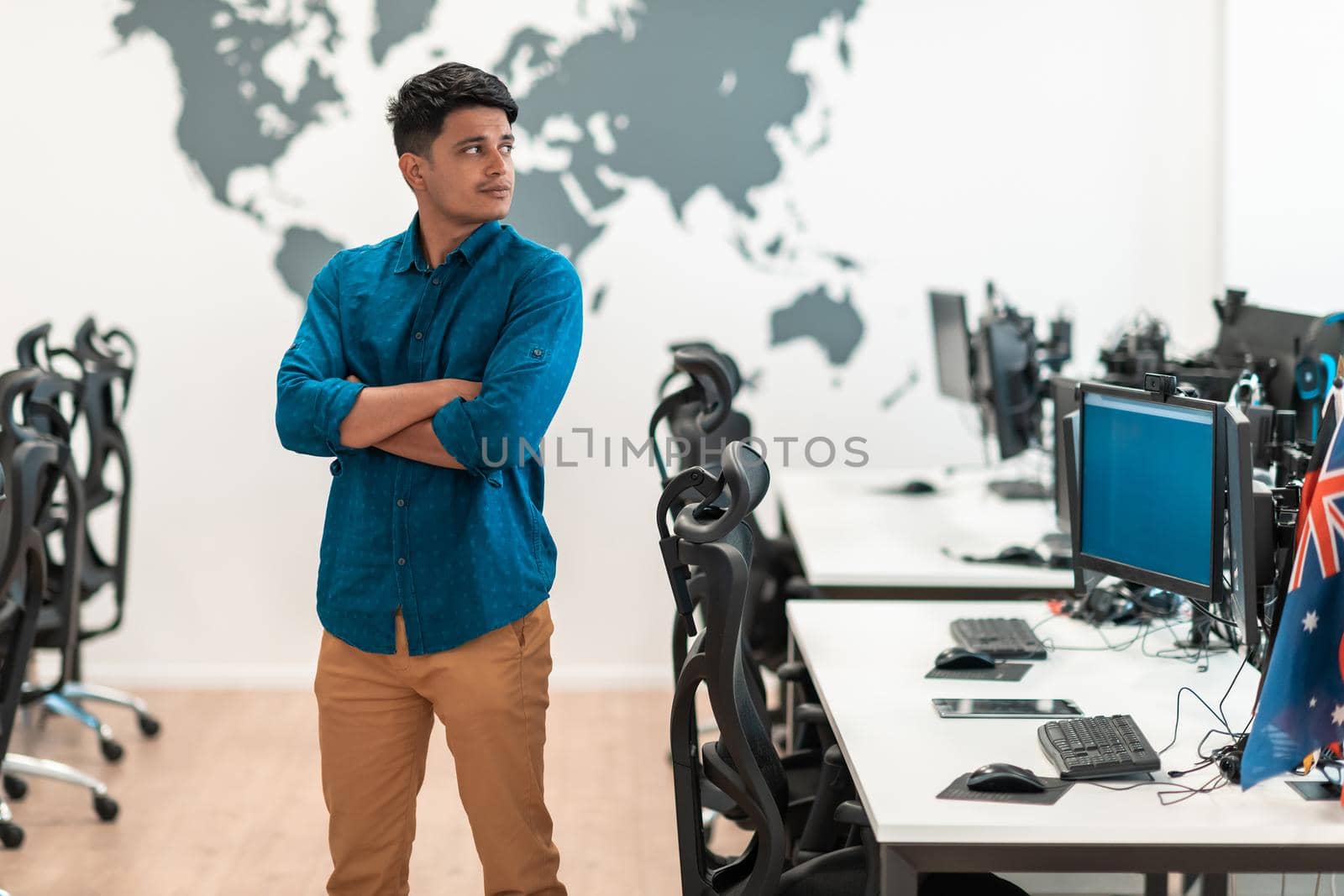 Portrait of casual business men leader standing confidence at Co-Working space.Small Business Startup Concept. Selective focus by dotshock