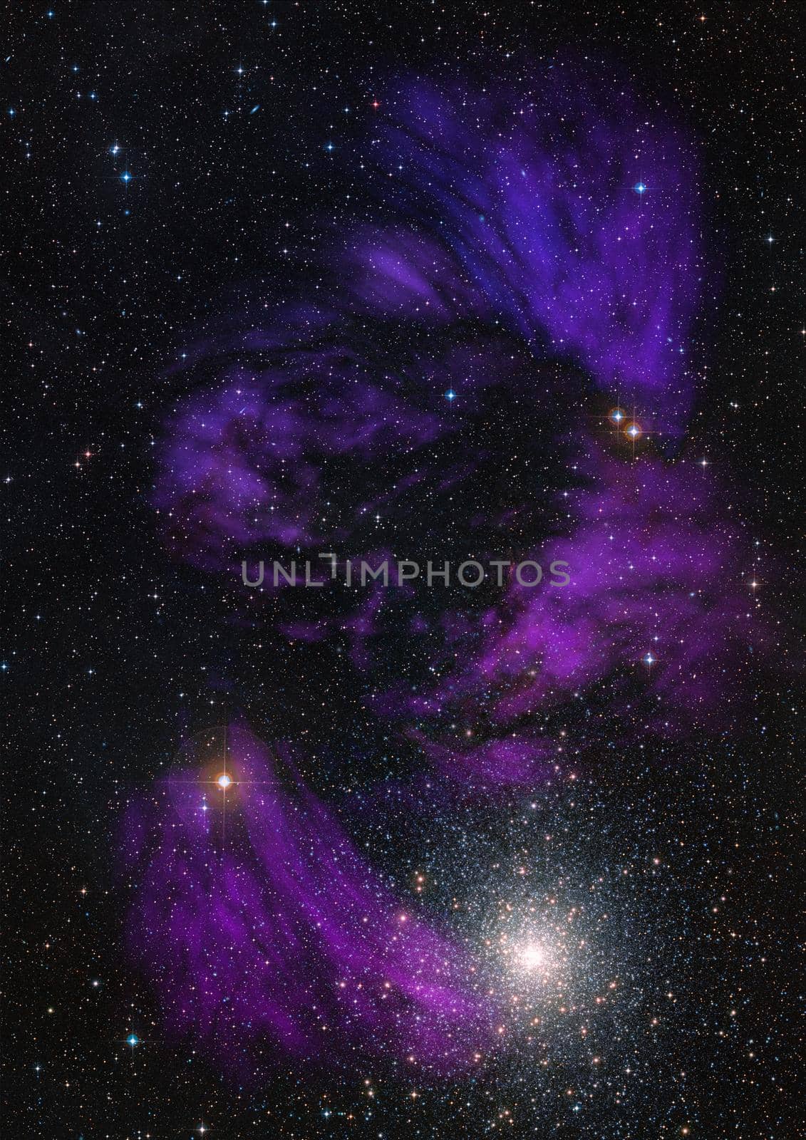 Far being shone nebula and star field against space. Elements of this image furnished by NASA. 3D rendering.