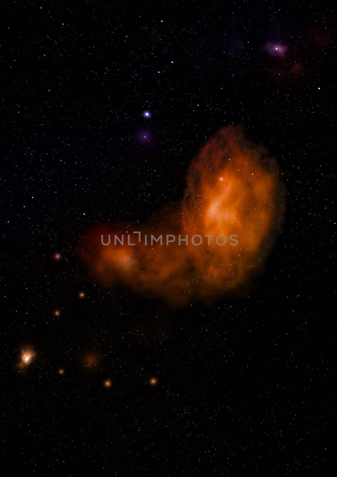 Far being shone nebula and star field against space. Elements of this image furnished by NASA. 3D rendering.
