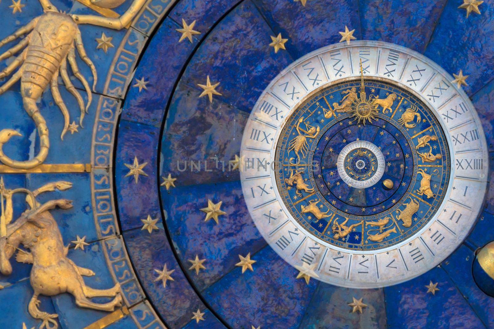 Astrology and alchemy sign background illustration - blue