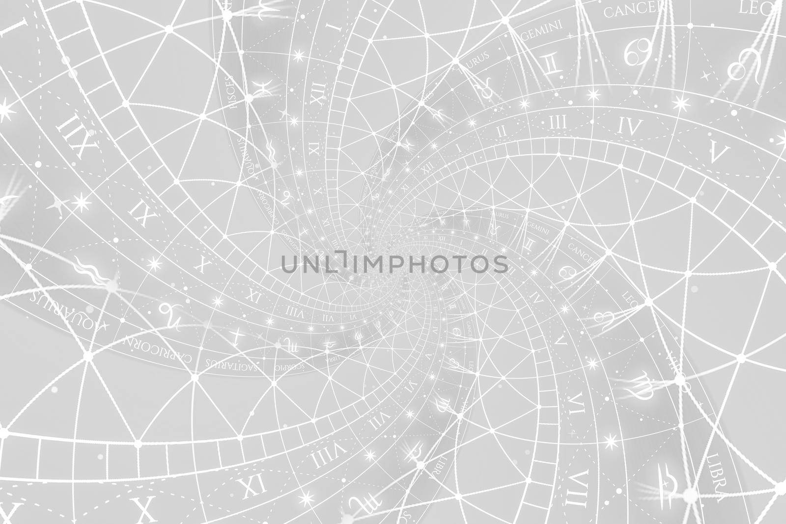 Abstract old conceptual background on mysticism, astrology, fantasy - white