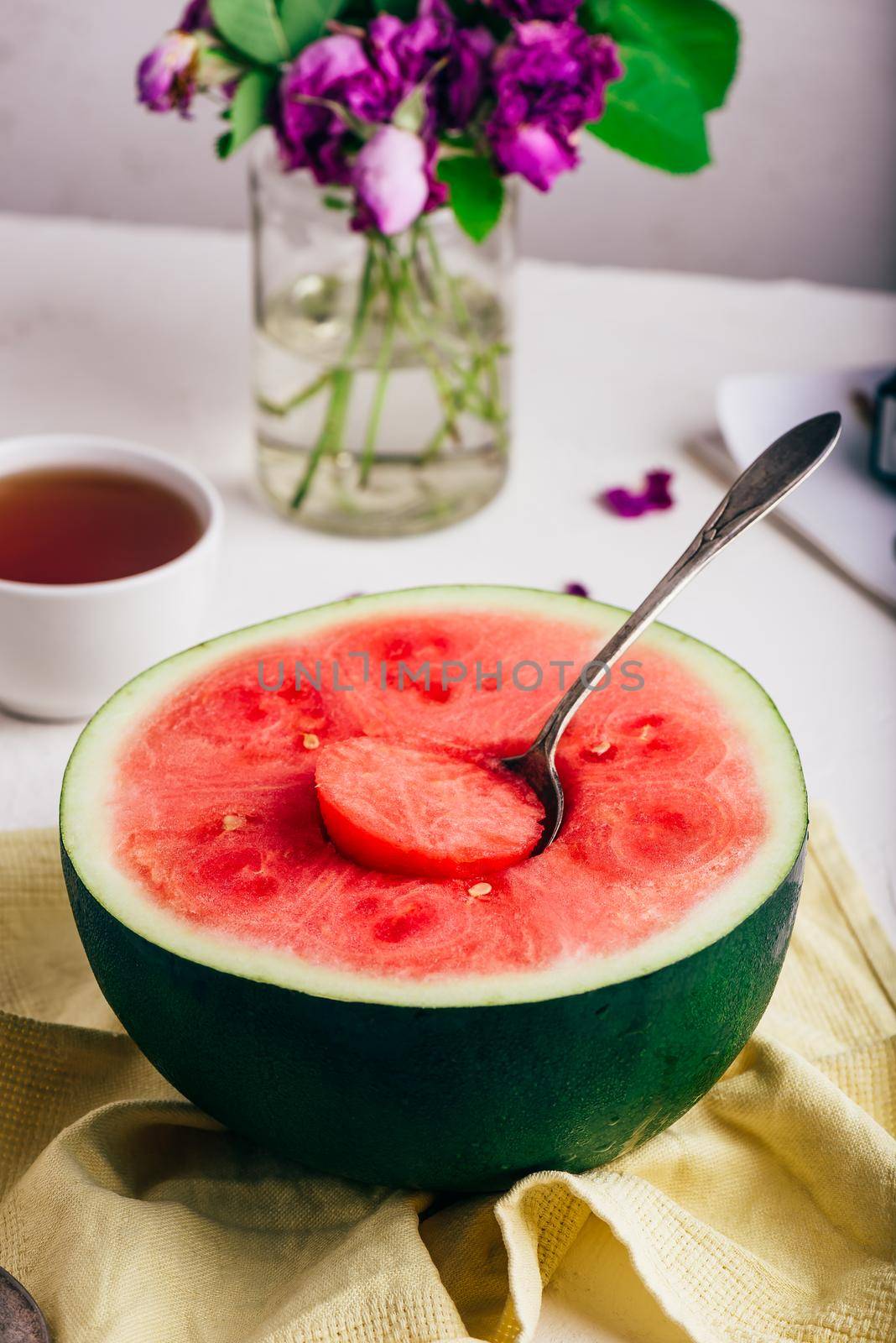 Red Watermelon for Summer Dessert on Concrete Surface