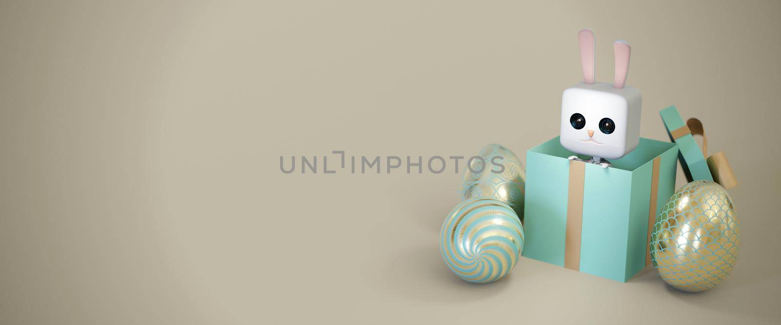 3d illustration. Easter concept. copy space for text . Web banner format by Hepjam