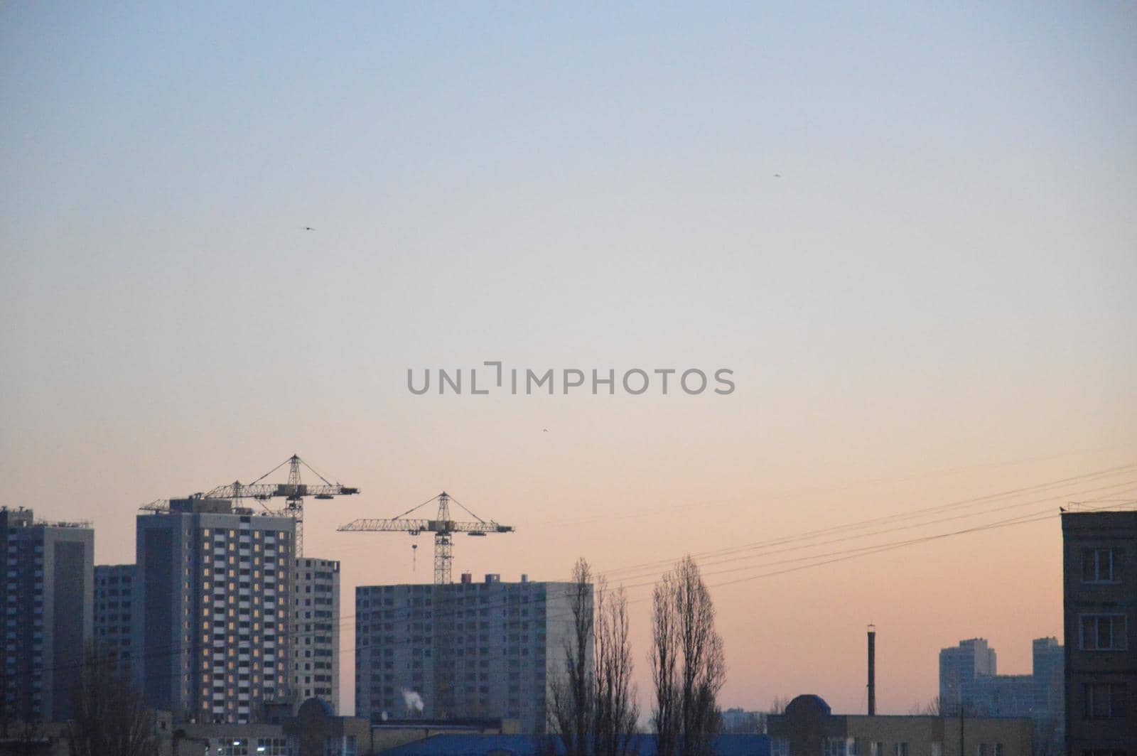 Residential new buildings at daybreak in a the city