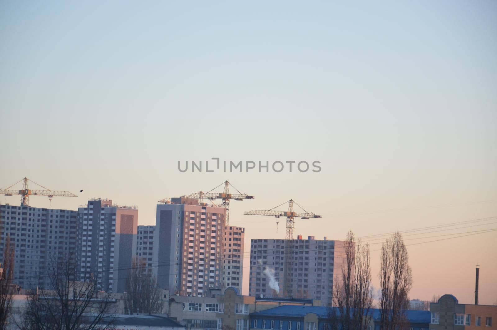 Residential new buildings at daybreak in a the city