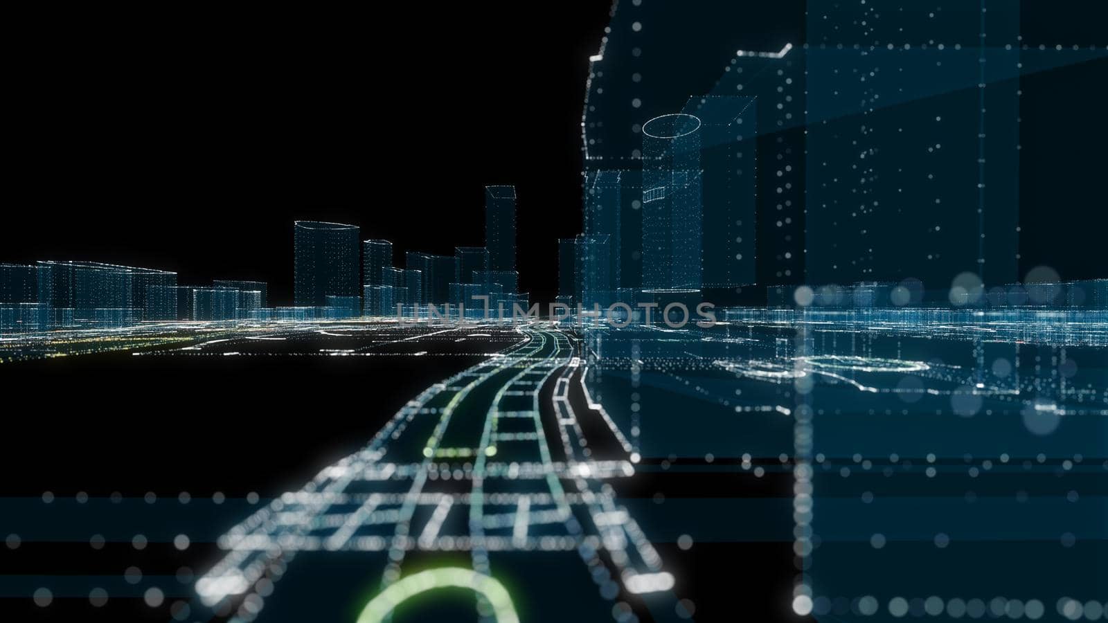 Futuristic Smart Digital City. Smart City And Technology Business Concept by cherezoff