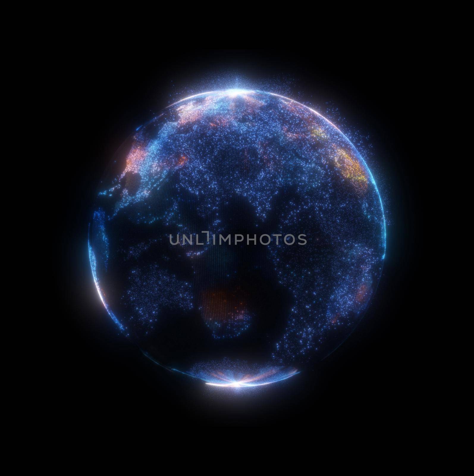 Glowing sphere with a map of the world from particles by cherezoff