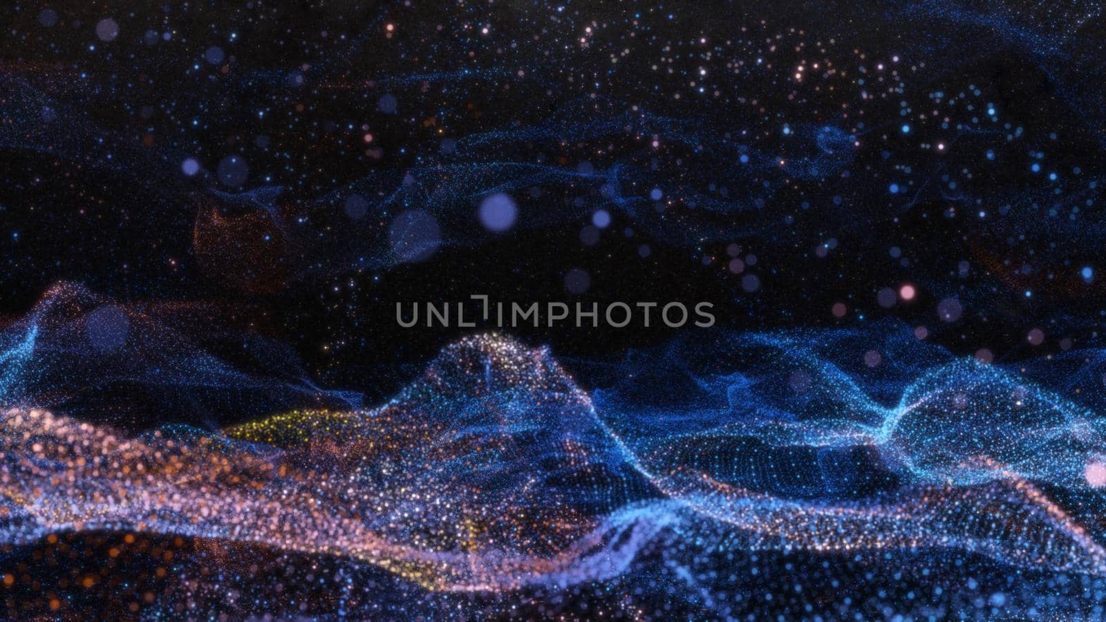 Abstract particle waves with depth of field effect by cherezoff