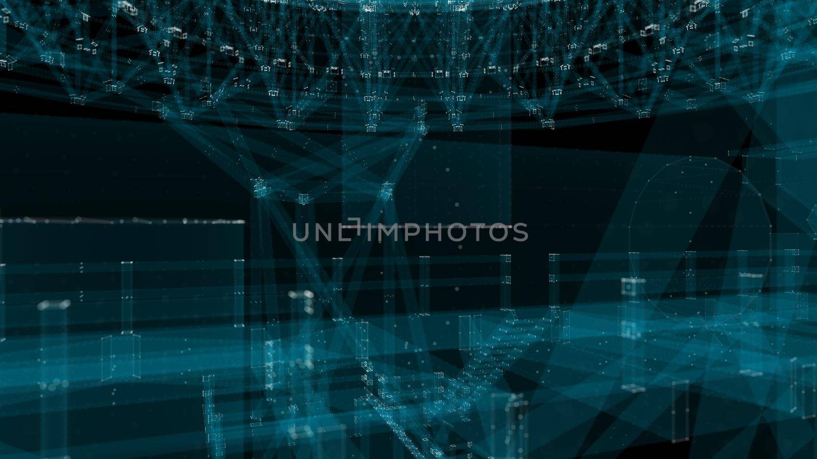 Abstract technology particles mesh background. 3d illustration