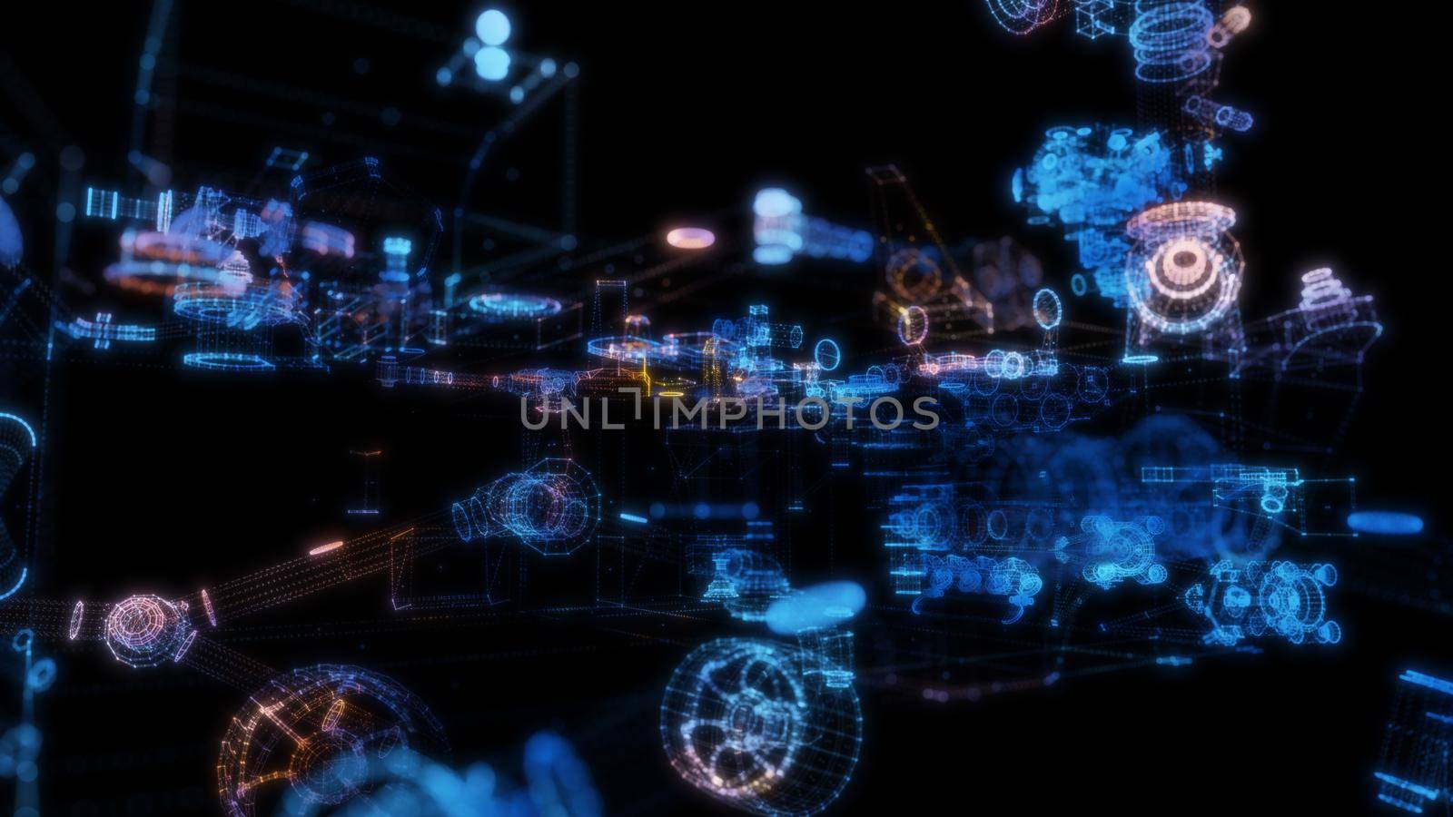 Abstract technology particles mesh background by cherezoff