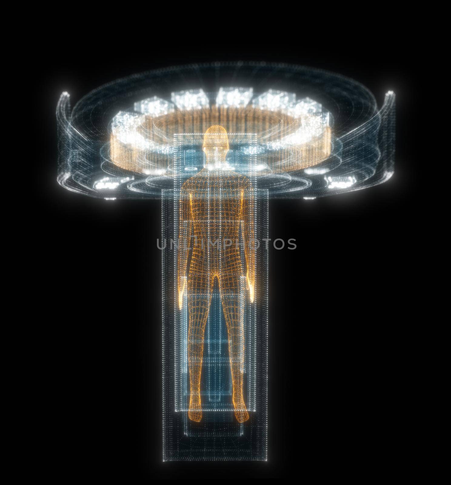 Digital MRI scan with patient Hologram. Medicine and Technology Concept by cherezoff