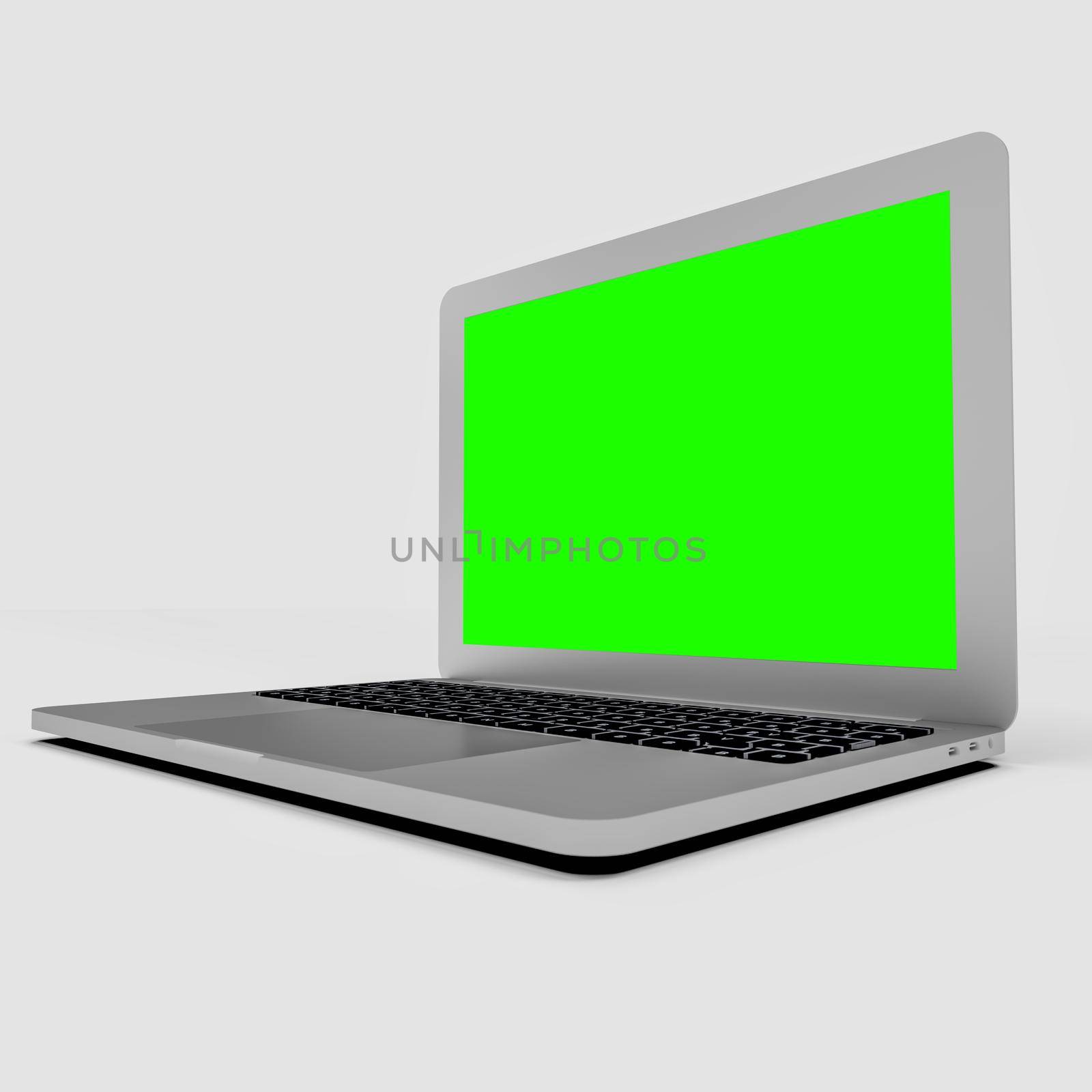 Isolated laptop on white background. 3d rendering by kwarkot