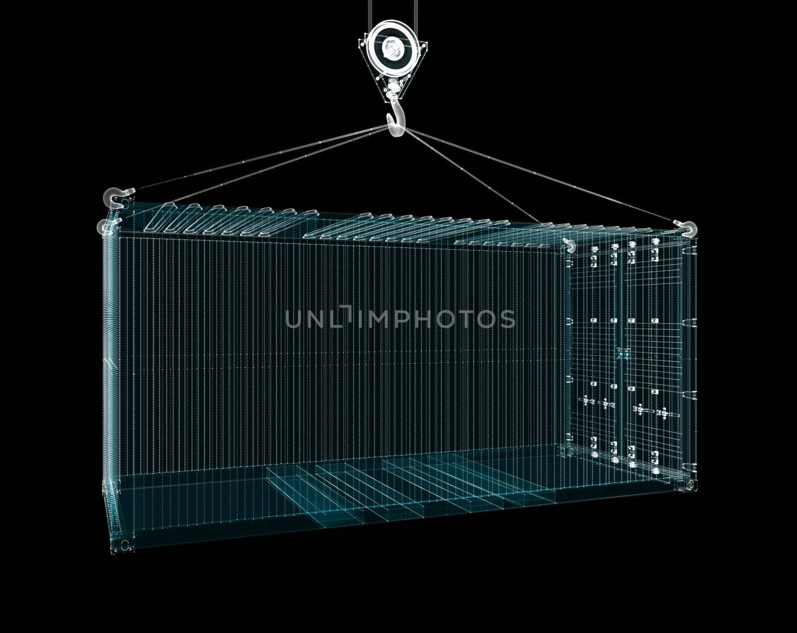 Cargo Shipping Container Hologram. Transport and Technology Concept. 3d illustration