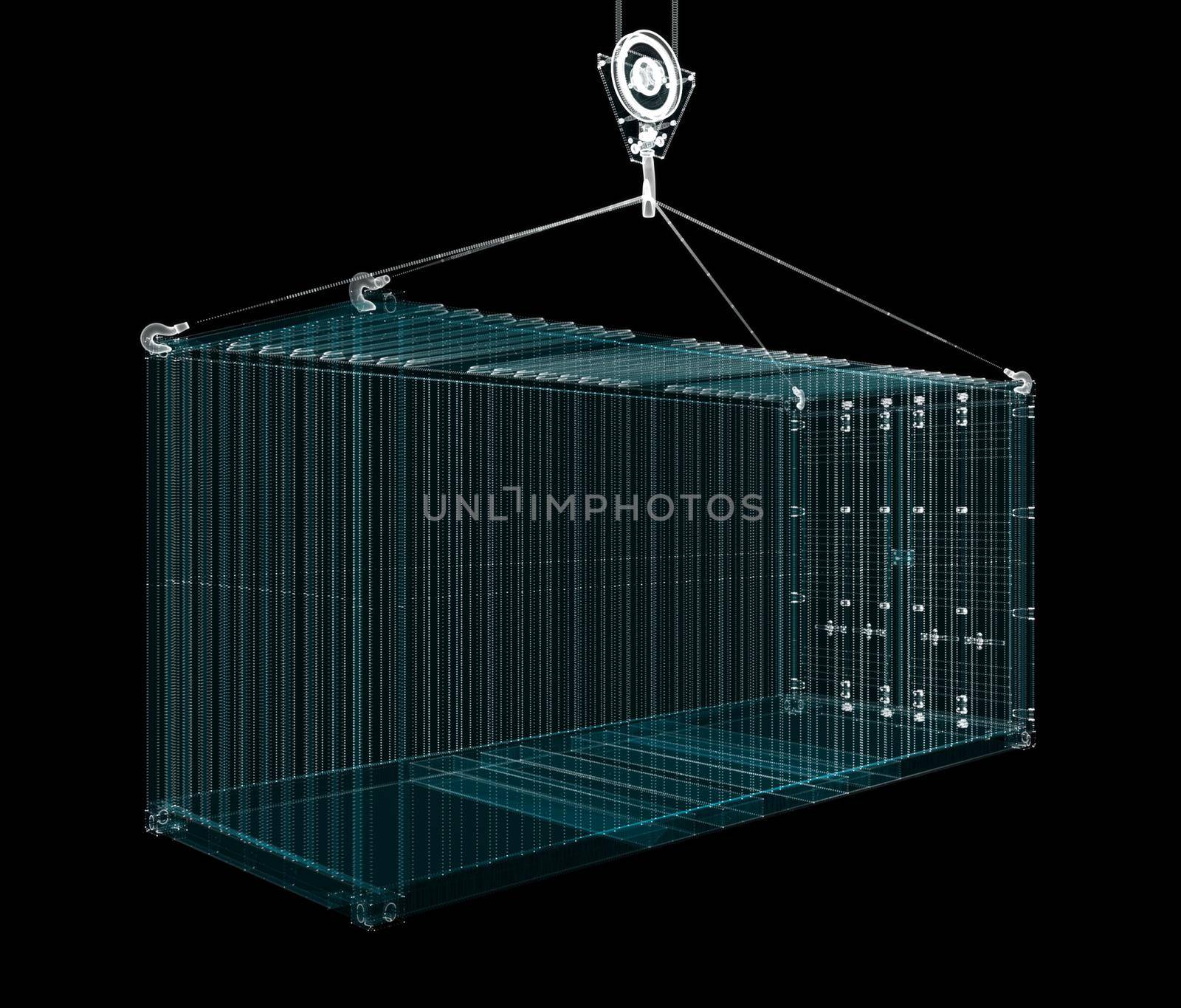 Cargo Shipping Container Hologram. Transport and Technology Concept by cherezoff